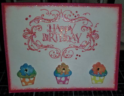 Happy Birthday Cupcake Handmade Good Greeting Supply Card CLEARANCE