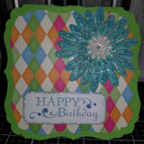 Happy Birthday Floral Diamond Handmade Good Greeting Supply Card CLEARANCE