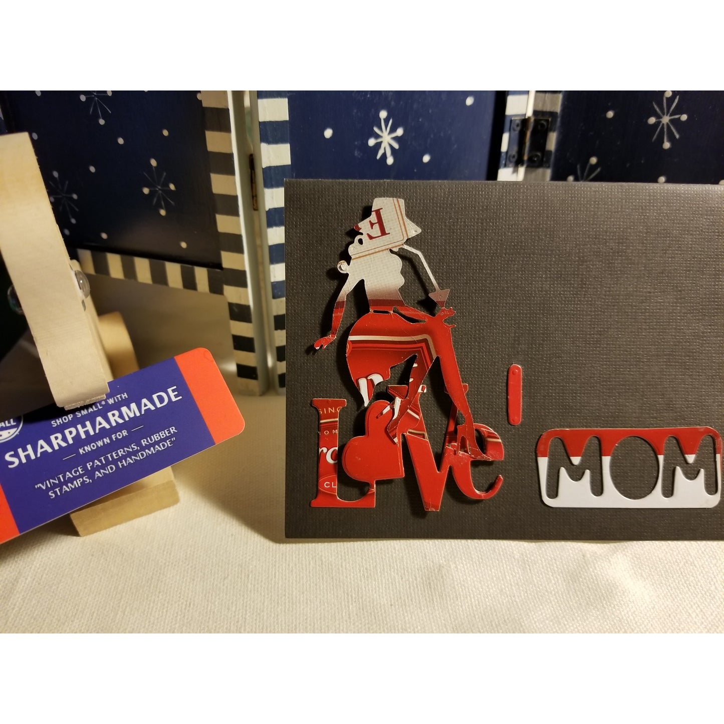 I Love Mom Handmade Good Greeting Supply Card  💋