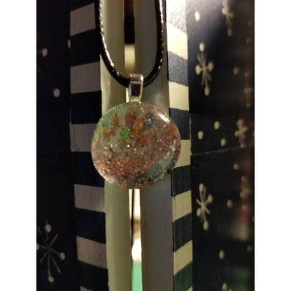 Modge Podge Of Colors And Glitter - Handmade Good Flat Back Glass Marble Necklace 💋