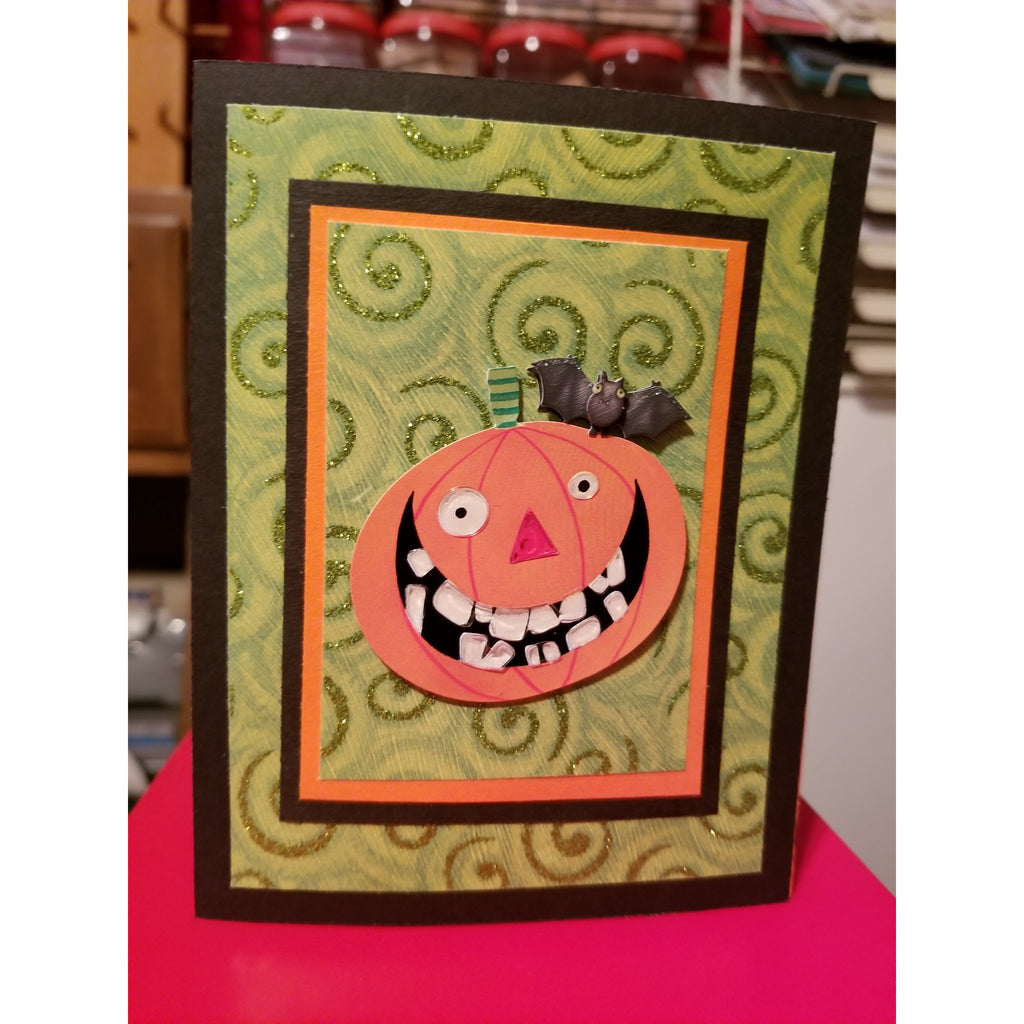 Halloween Pumpkin Bat Handmade Good Greeting Supply Card