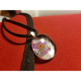 Purple Hat Bear Handmade Good Flat Back Glass Marble Necklace 💋