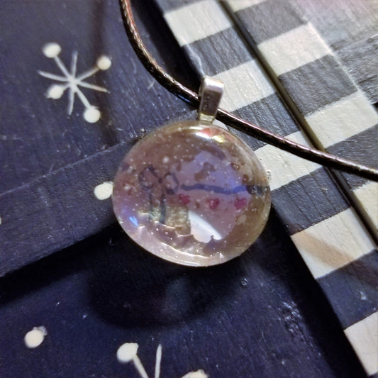 Ribbon Hearts Hope Handmade Good Flat Back Glass Marble Necklace 💋