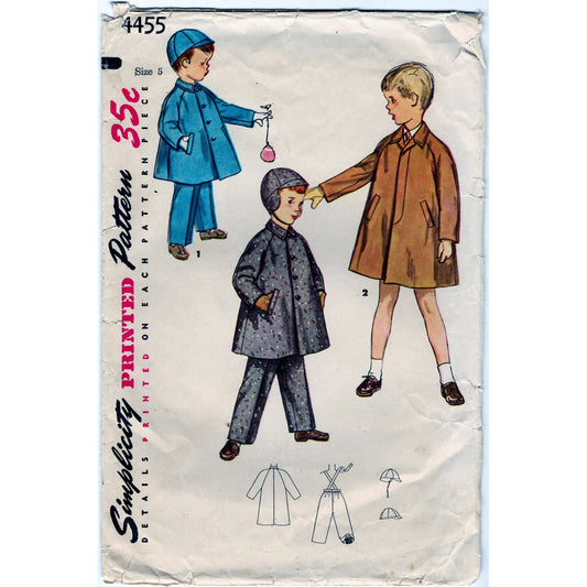 Simplicity 4455 Pattern Vintage Boys Coat, Hat And Leggings