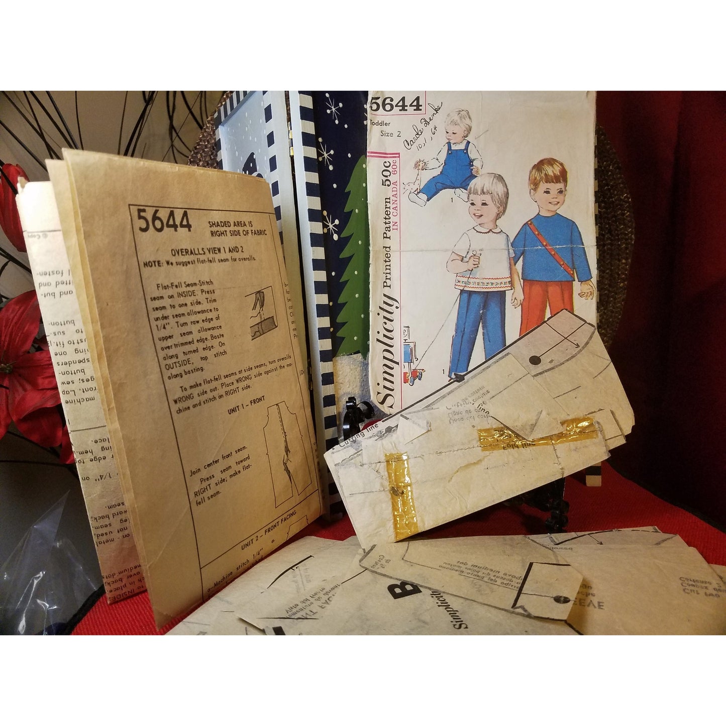 Simplicity 5644 Pattern Vintage Toddlers Overalls And Top