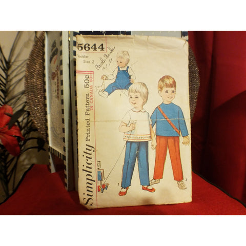 Simplicity 5644 Pattern Vintage Toddlers Overalls And Top