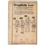 Simplicity 6349 Pattern Vintage Childs Jumpsuit, Skirt, Pullover Top And T-Shirt