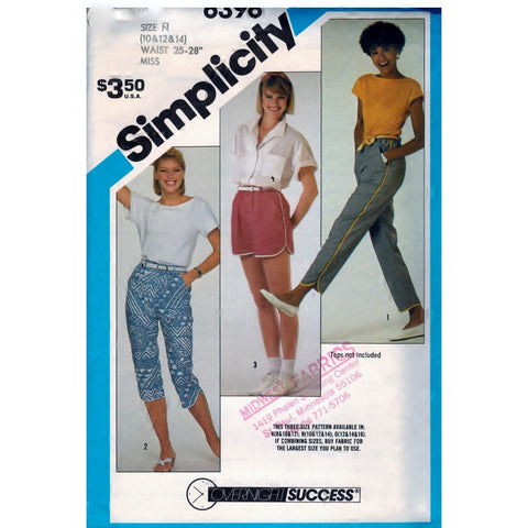 Simplicity 6396 Pattern Misses Pull-On Pants In Two Lengths And Shorts - Vintage Pattern - Simplicity - SharPharMade - 1