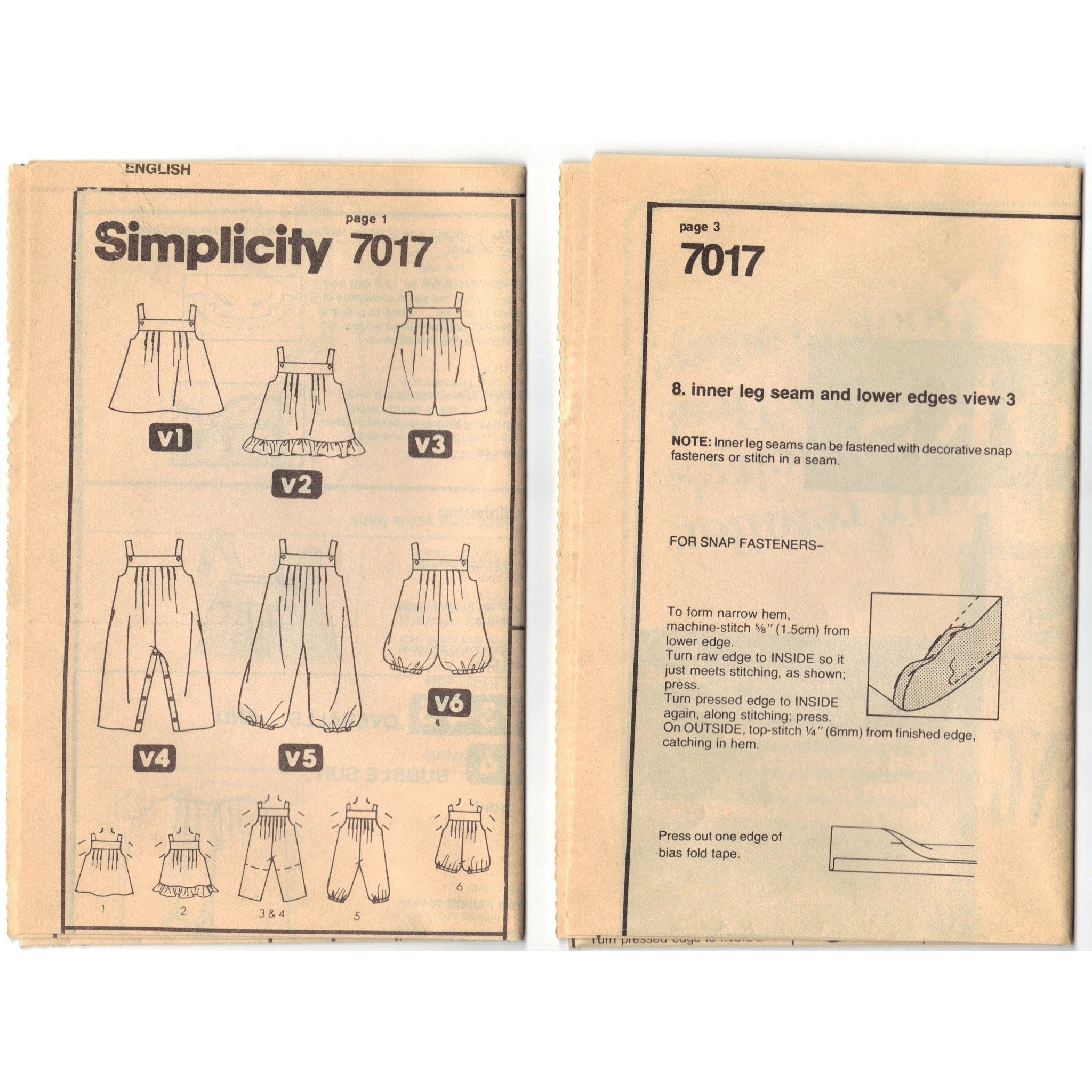 Simplicity 7017 Pattern Vintage Toddler Overalls, Sundress, Jumper, An ...