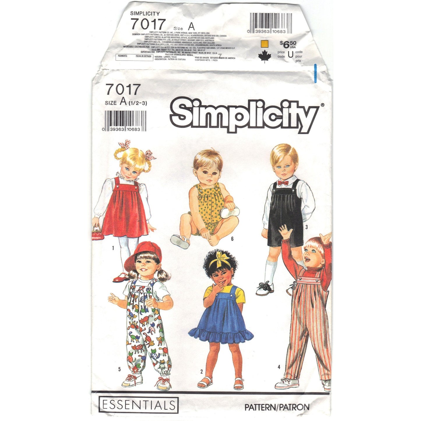 Simplicity 7017 - Toddlers' Overalls in Two Lengths, Sundress, Jumper and Bubble Suit Pattern - Vintage Pattern - Simplicity - SharPharMade - 5