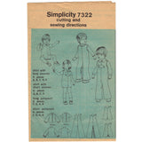 Simplicity 7322 Pattern Vintage Toddler's Jumpsuit Shirt