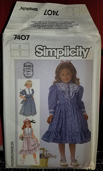 Simplicity 7407 Pattern Vintage Child Dress