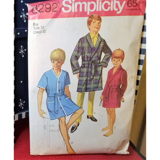 Simplicity 8292 Pattern Vintage Boy Robes