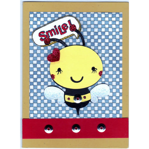 Smiling Bee Angel Handmade Good Greeting Supply Card - Cards And Other Paper Products - Made In U.S.A. - SharPharMade - 1