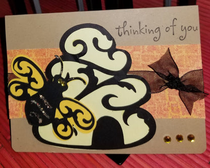 Thinking Of You Bee Handmade Good Greeting Supply Card CLEARANCE