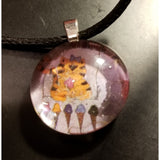 A Tiger Or Tigress Loves Ice Cream Too Handmade Good Flat Back Glass Marble Necklace 💋