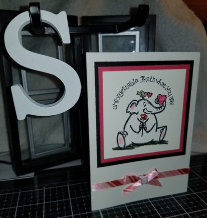 Unforgettable Elephant Elle Handmade Good Greeting Supply Card CLEARANCE