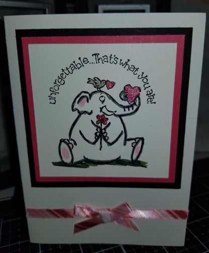 Unforgettable Elephant Elle Handmade Good Greeting Supply Card CLEARANCE