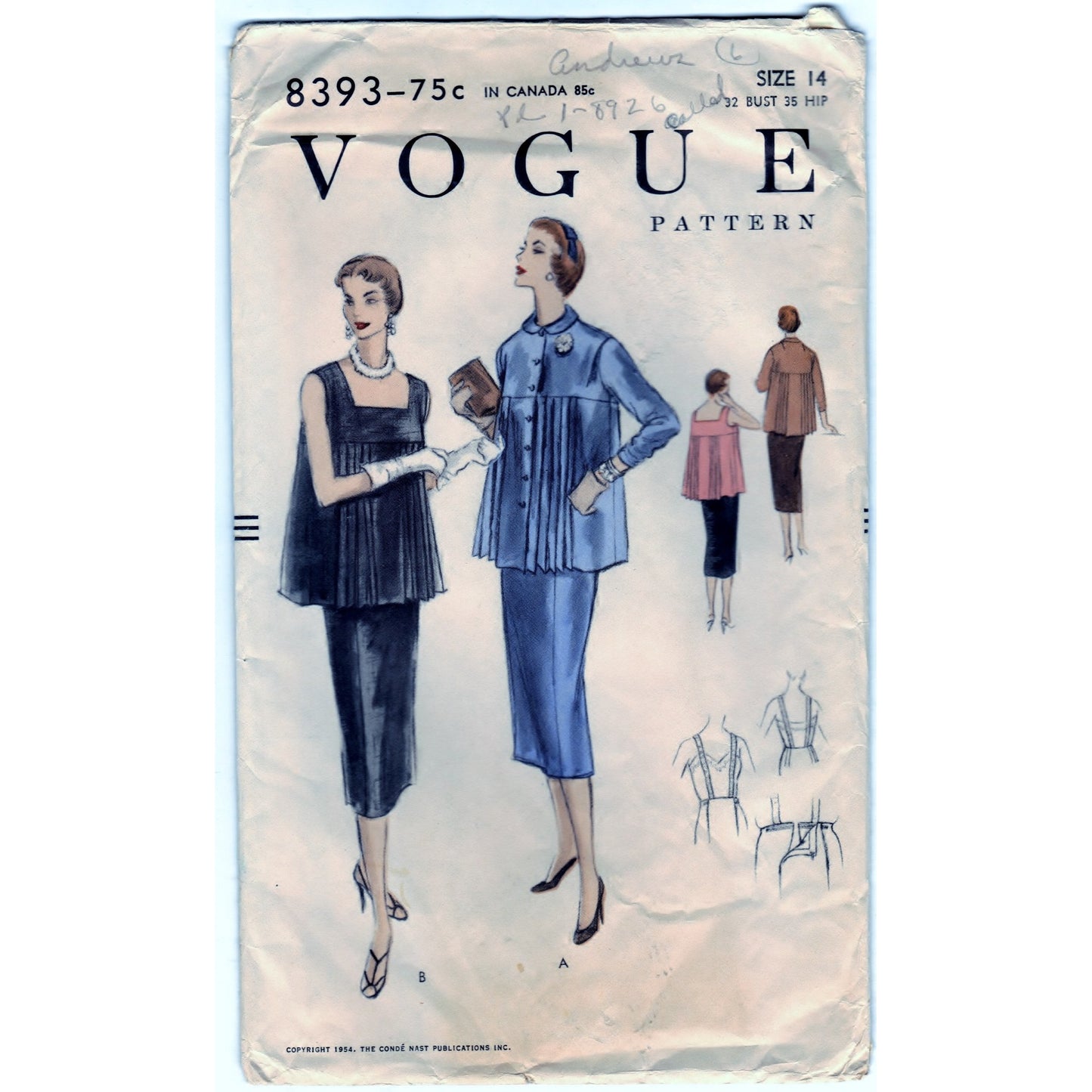 Vogue 8393 Pattern Vintage Maternity Blouse and Skirt