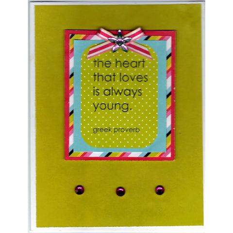 Young Greek Heart Handmade Good Greeting Supply Card - Cards And Other Paper Products - Made In U.S.A. - SharPharMade - 1