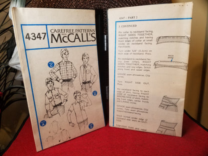McCalls 4347 Pattern Vintage Boys Shirt
