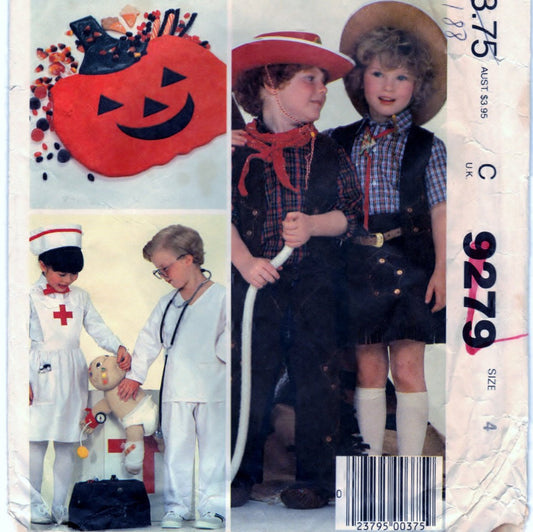McCalls 9279 Pattern Vintage Children Boys And Girls Costumes And Bag