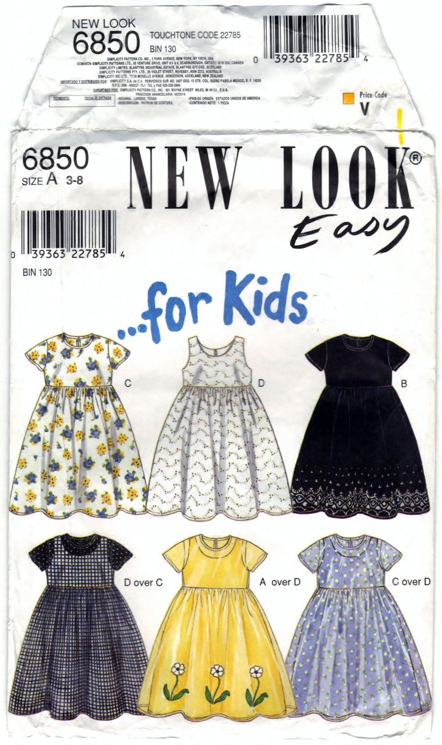 New Look 6850 Pattern Non-Vin Kids Dresses And Robes