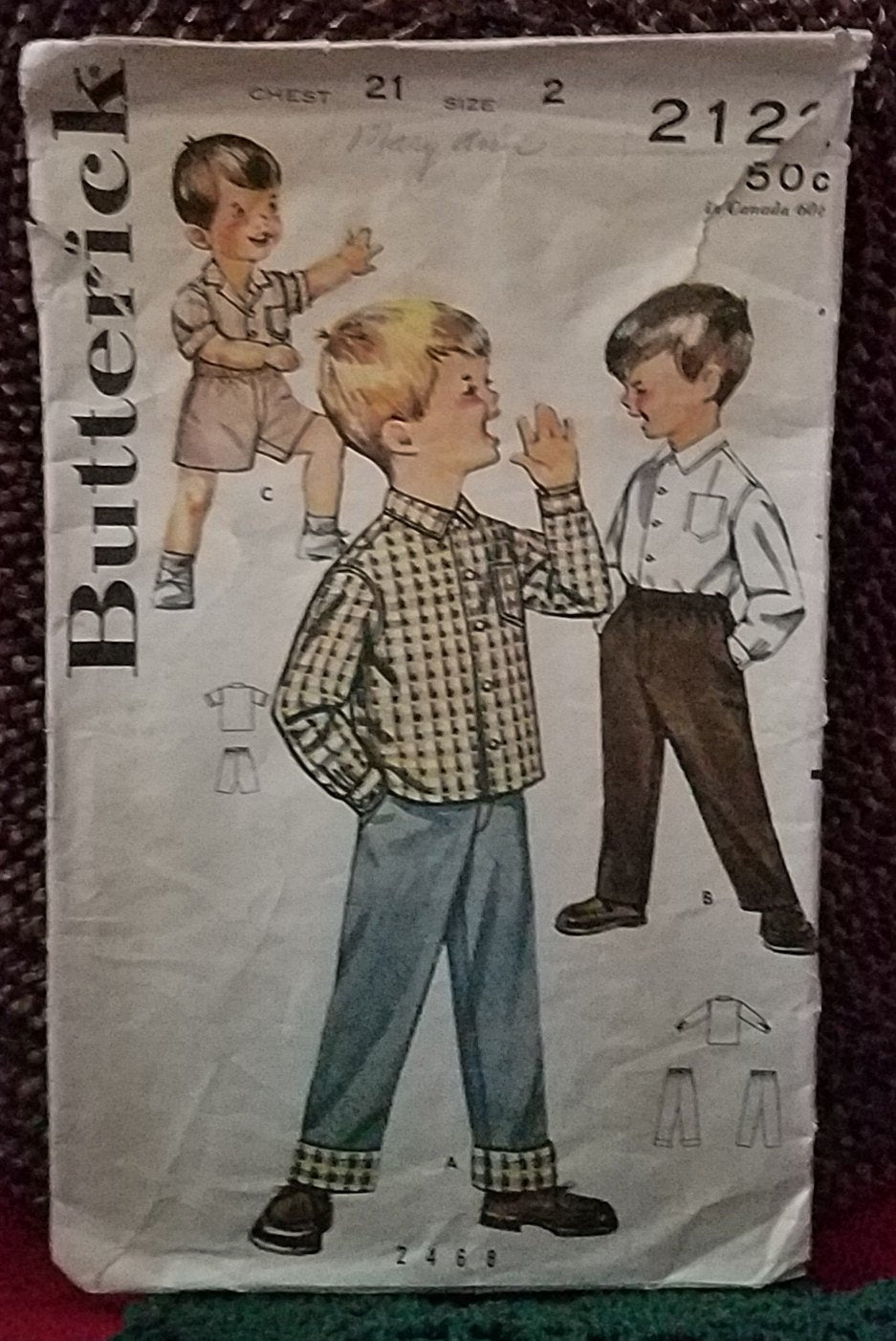 Butterick 2122 Pattern Boys Pants And Sport Shirt Vintage