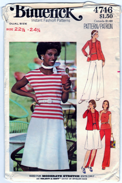 Butterick 4746 Pattern Vintage Half Size Shirt, TShirt, Skirt, And Pants
