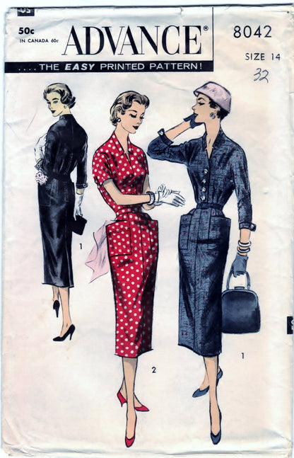 Advance 8042 Pattern Vintage Misses and Womens Sheath Dress