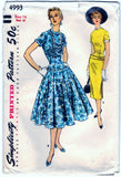 Simplicity 4993 Pattern Vintage Misses One Piece Dress With Two Skirts