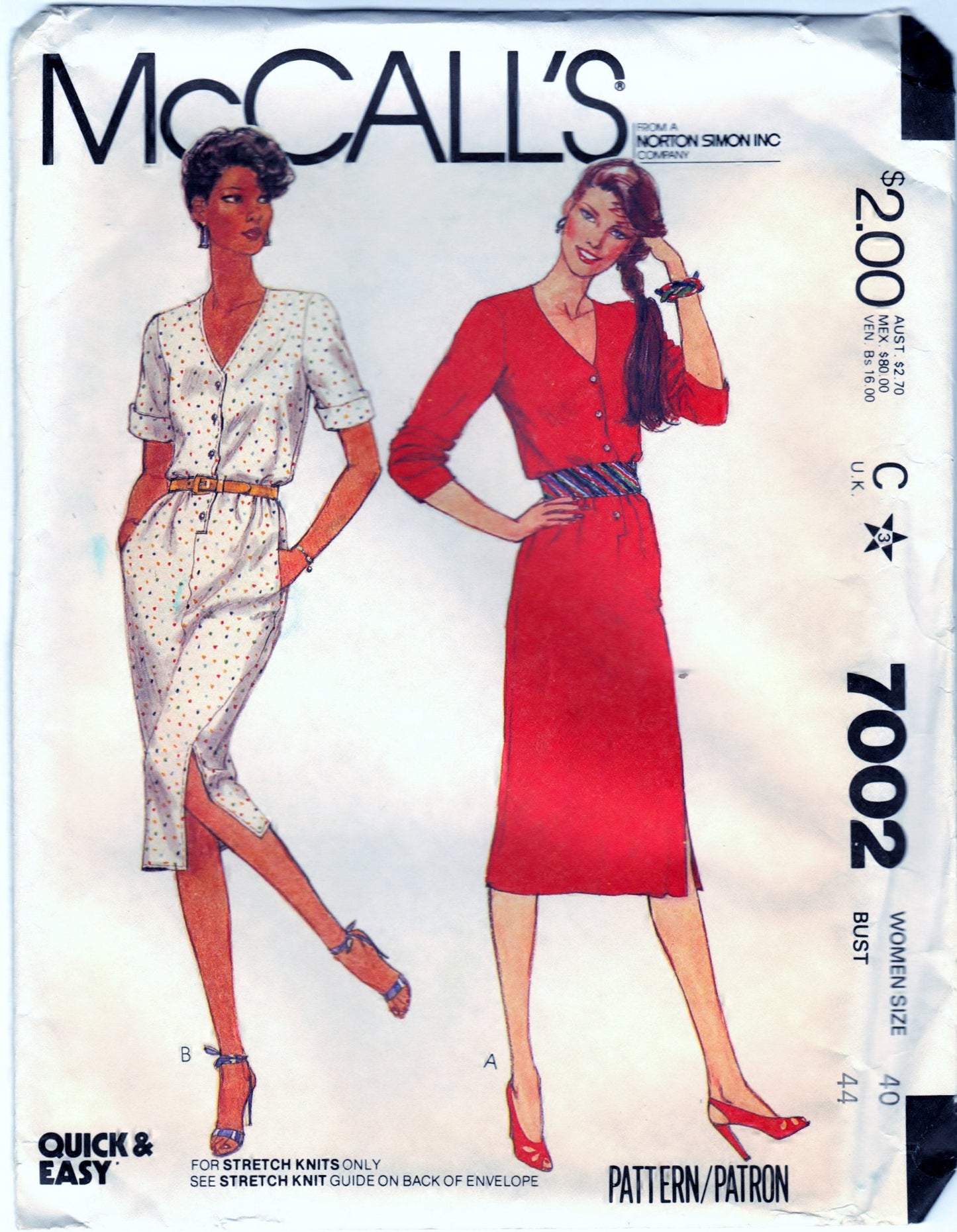 McCalls 7002 Pattern Vintage Women Dress