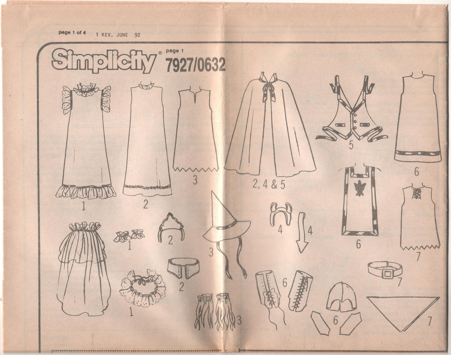 Simplicity 7927 Pattern Vintage Costumes For Children