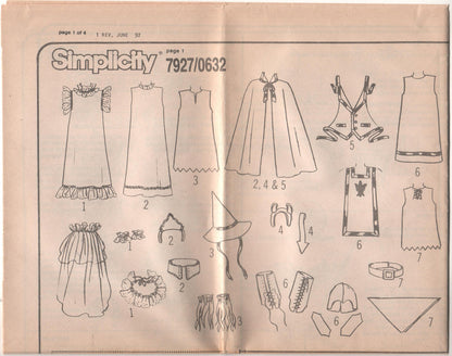 Simplicity 7927 Pattern Vintage Costumes For Children