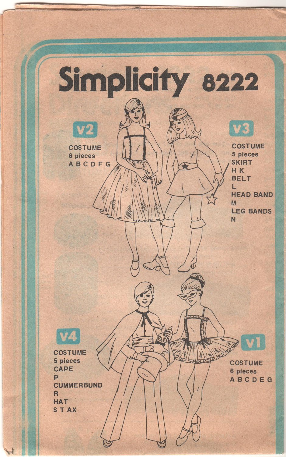 Simplicity 8222 Pattern Vintage Girls and Boys Costumes