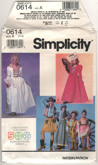 Simplicity 0614 Pattern Vintage Girls Historical Costumes