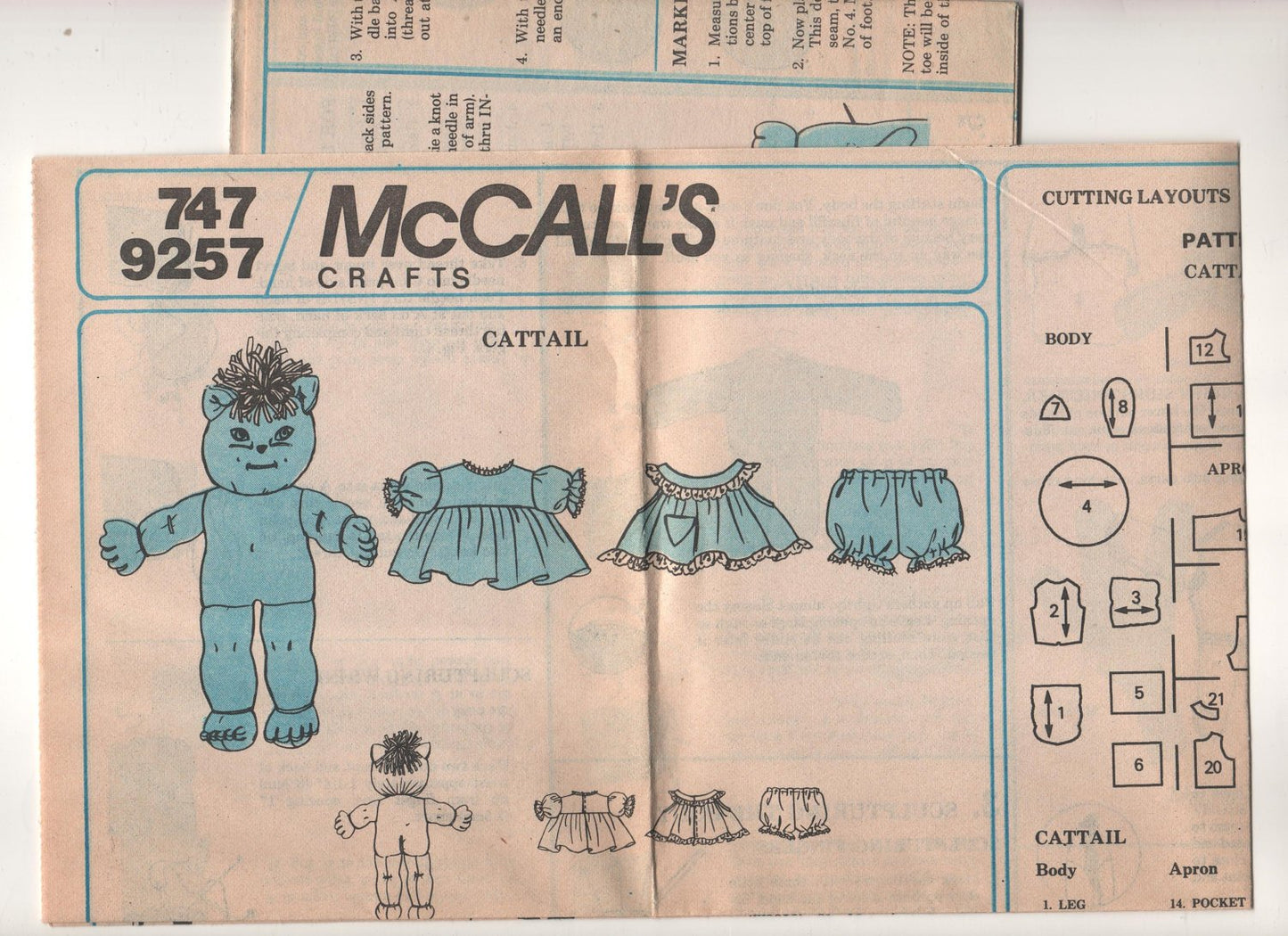 McCalls 9257 Pattern Vintage Soft Sculptured Animal Dolls Craft Tool
