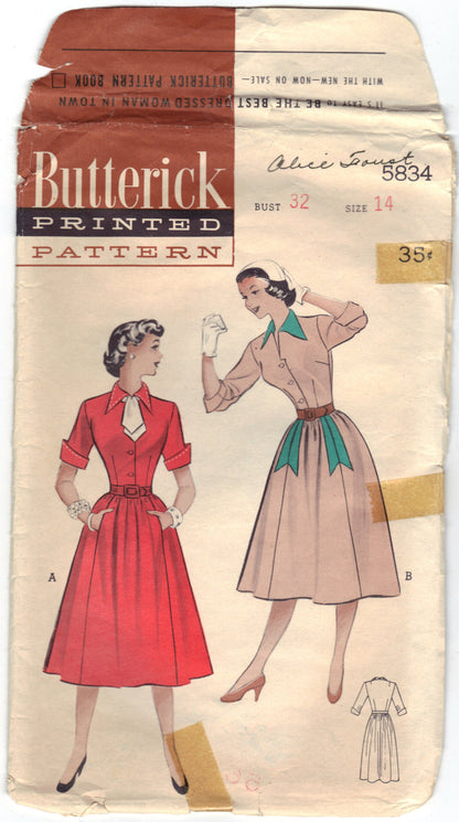 Butterick 5834 Pattern Vintage Teen Age One Piece Casual