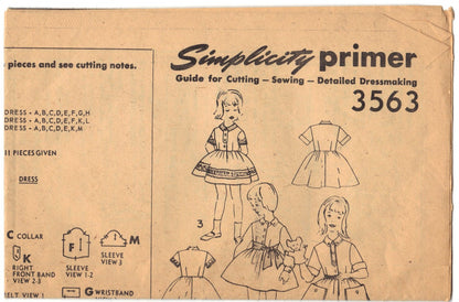 Simplicity 3563 Pattern Vintage Child One Piece Dress and Tie Belt