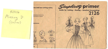 Simplicity 2126 Pattern Vintage Misses And Misses One Piece Dress