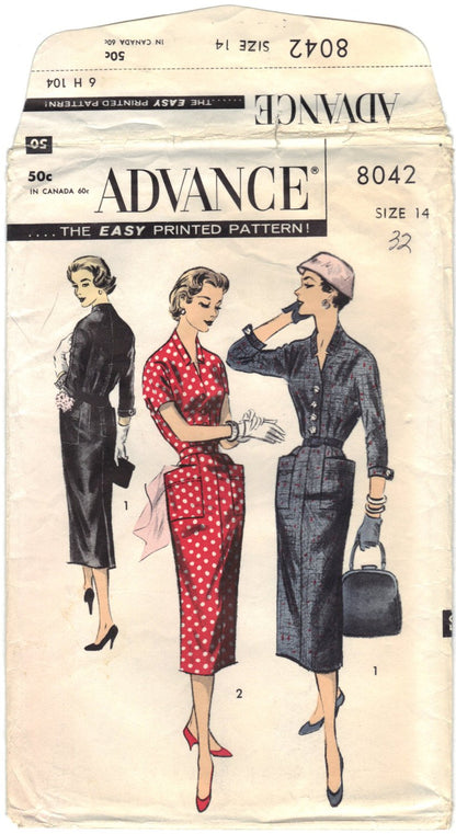 Advance 8042 Pattern Vintage Misses and Womens Sheath Dress
