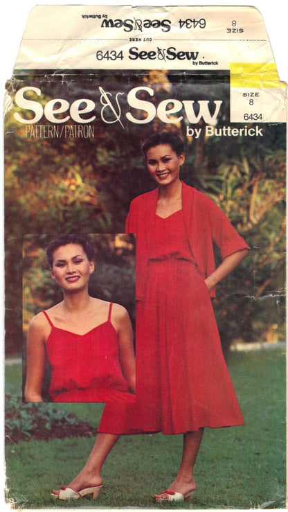 Butterick See and Sew 6434 Pattern Vintage Misses Jacket and Dress