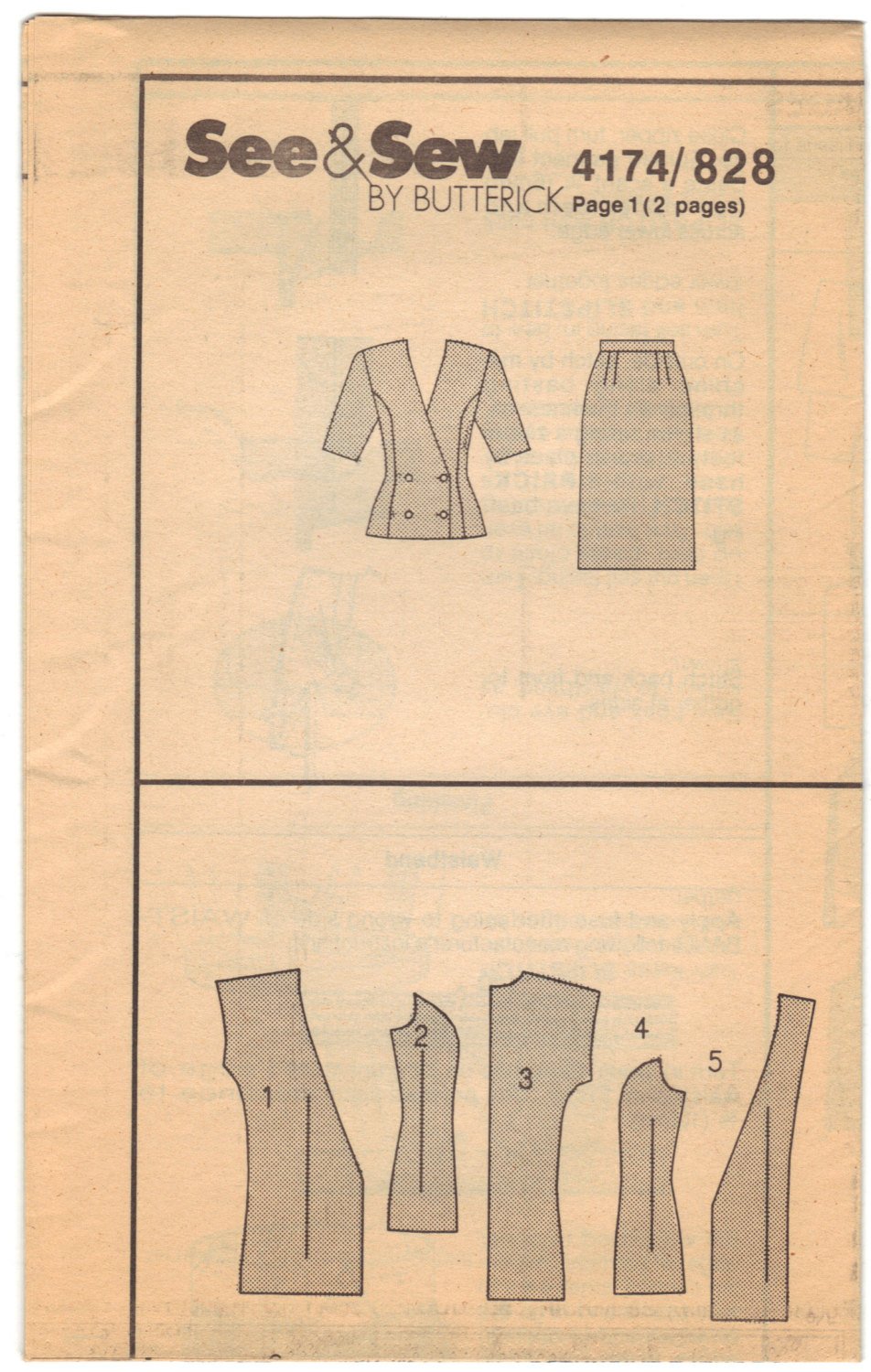 Butterick See and Sew 4174 Pattern Vintage Misses/Misses Petite Jacket ...