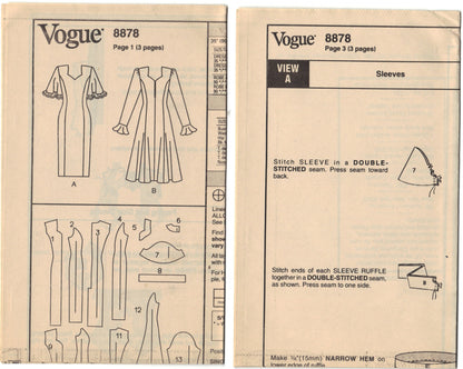 Very Easy Very Vogue 8878 Pattern Misses/Misses Petite Dress