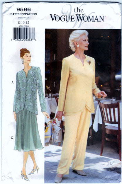 Vogue 9596 Vintage Pattern Misses Top, Skirt & Pants Size 8. 10. 12.