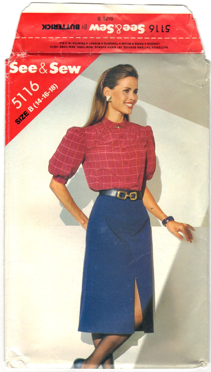 Butterick See & Sew 5116 Pattern Vintage Misses Blouse Skirt