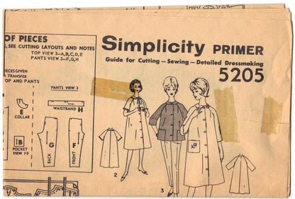 Simplicity 5205 Pattern Vintage Misses Robe, Top and Pants