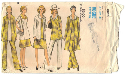 Vogue 8016 Vintage Pattern (Partial Pattern Only) For Women Overblouse & Skirt