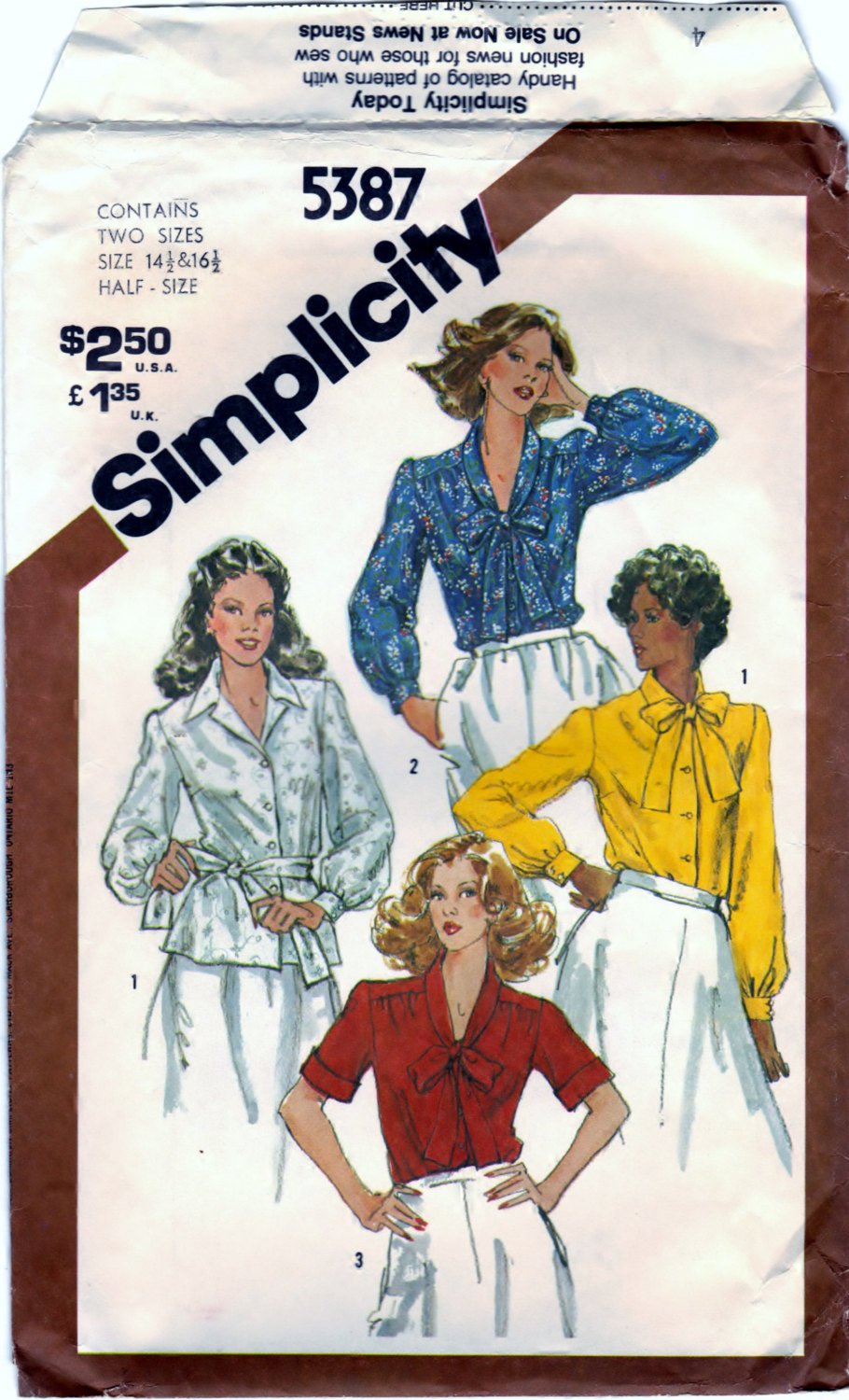 Simplicity 5387 Pattern Vintage Blouses In Half-Sizes