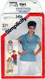 Simplicity 5456 Pattern Vintage Misses Pullover Tops